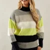 Multi Stripe High Neck Jumper