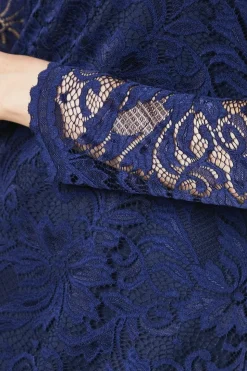 Navy 3/4 Sleeve Lace Dress