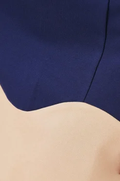 Navy Contrast Hem Ponte Shift Dress