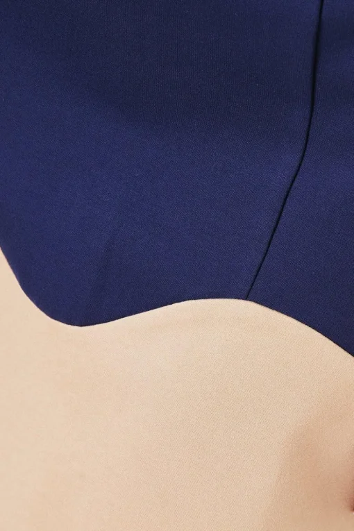 Navy Contrast Hem Ponte Shift Dress