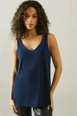 Navy Jersey V Neck Cami