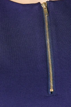 Navy Zip Front Ponte Shift Dress