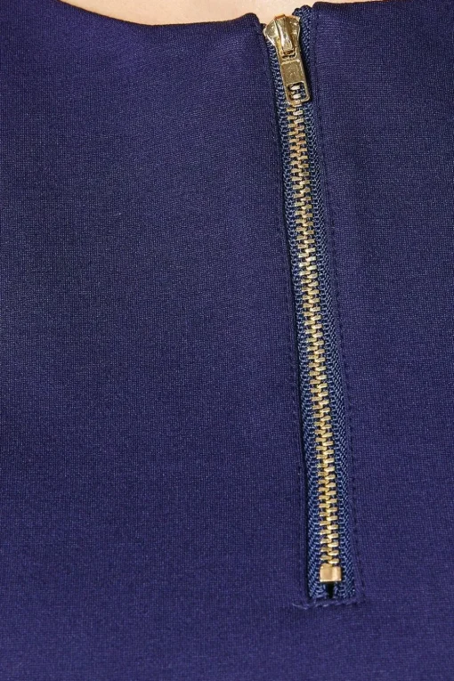 Navy Zip Front Ponte Shift Dress
