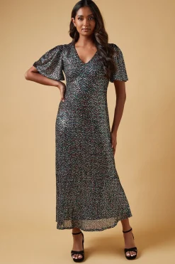 Occaison Sequin Flare Sleeve Midaxi Dress