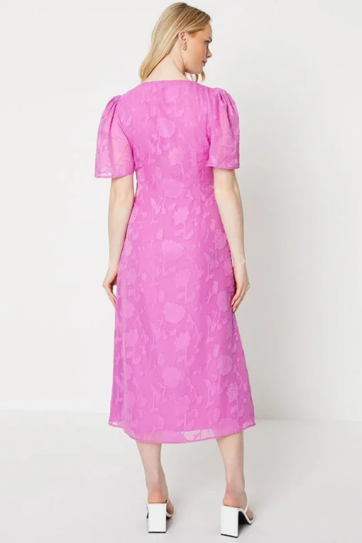 Occasion Button Jaquard Midi Dress