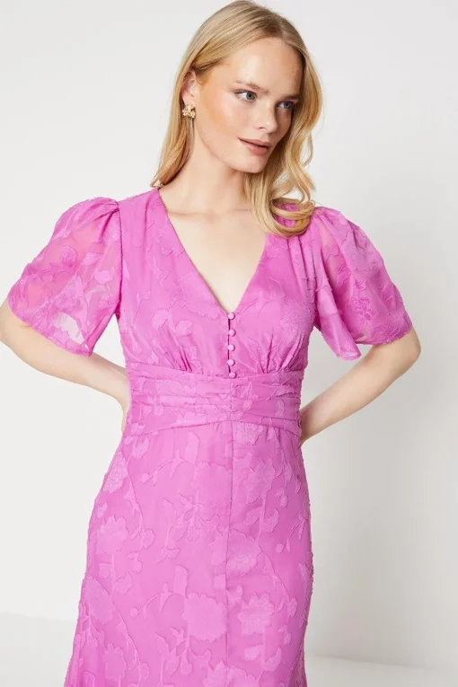 Occasion Button Jaquard Midi Dress