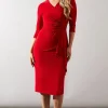Occasion Drape Ruched Waist Midi Dress