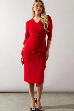 Occasion Drape Ruched Waist Midi Dress