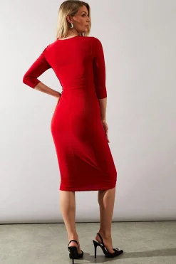Occasion Drape Ruched Waist Midi Dress