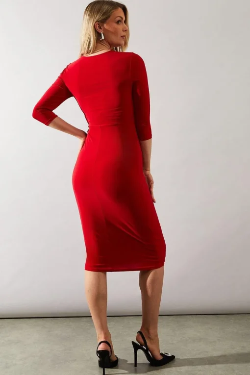Occasion Drape Ruched Waist Midi Dress
