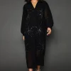 Occasion Embellished Sequin Midi Shirt Dress