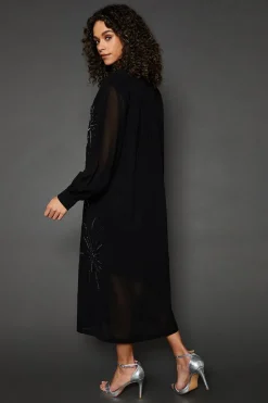 Occasion Embellished Sequin Midi Shirt Dress