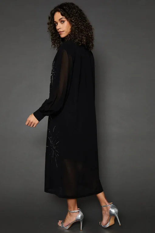 Occasion Embellished Sequin Midi Shirt Dress