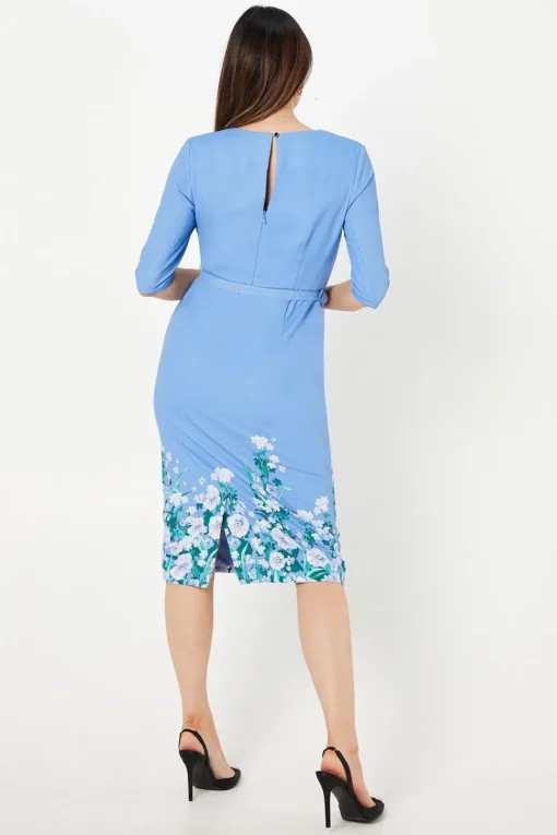Occasion Floral 3/4 Sleeve Pencil Dress