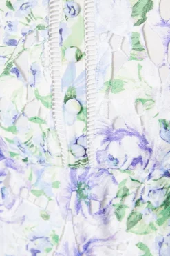 Occasion Floral Lace Button Through Midi Dress