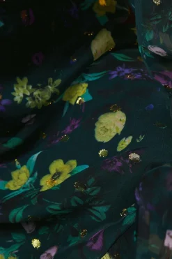 Occasion Floral Metallic Spot Tiered Midaxi Dress