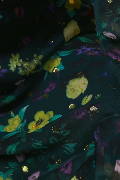 Occasion Floral Metallic Spot Tiered Midaxi Dress