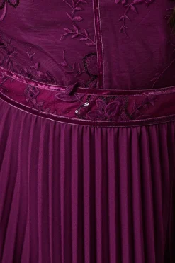 Occasion Floral Organza Pleated Midi Dress