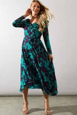 Occasion Floral Ruffle Midi Dress