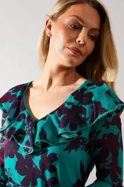 Occasion Floral Ruffle Midi Dress