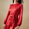 Occasion Floral Satin Cowl Mini Dress