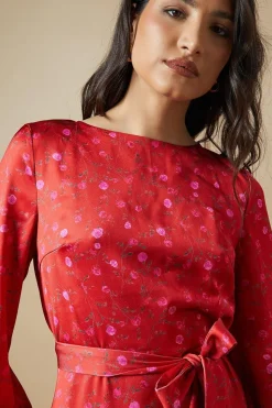 Occasion Floral Satin Cowl Mini Dress
