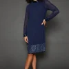 Occasion Hand Embellished Sequin High Neck Shift Dress