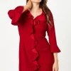 Occasion Satin Ruffle Shift Dress