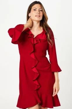 Occasion Satin Ruffle Shift Dress