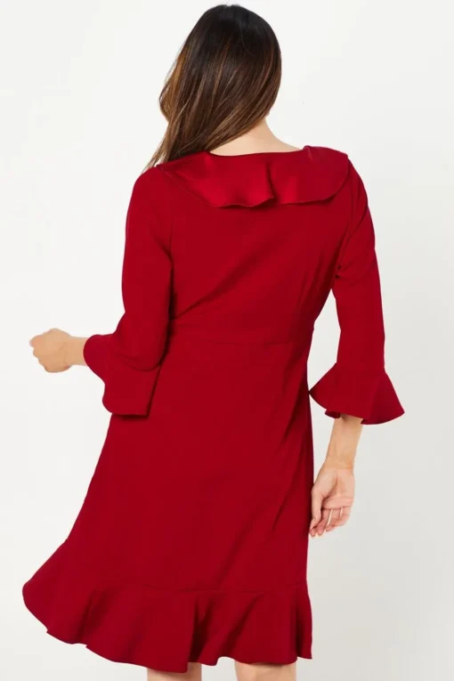 Occasion Satin Ruffle Shift Dress