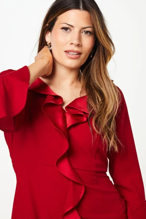 Occasion Satin Ruffle Shift Dress