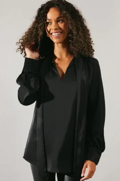 Occasion Satin Tie Neck Blouse