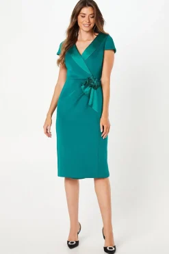 Occasion Scuba Corsage Midi Dress