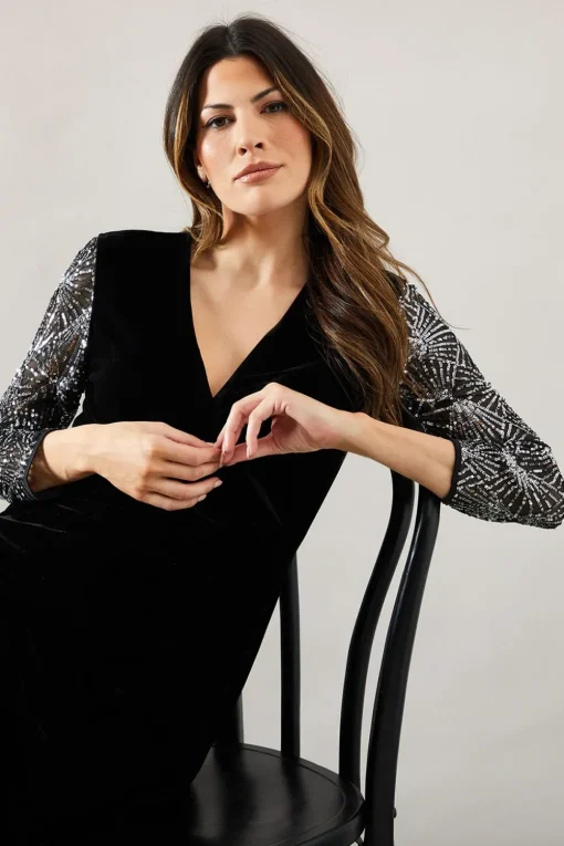 Occasion Sequin Sleeve Pencil Dress