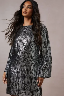 Occasion Zebra Metallic Mini Dress