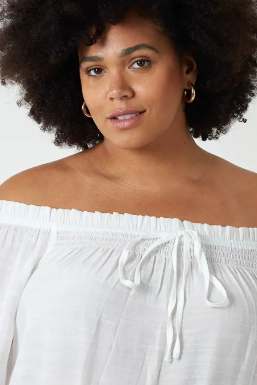 Off Shoulder Tie Front Top