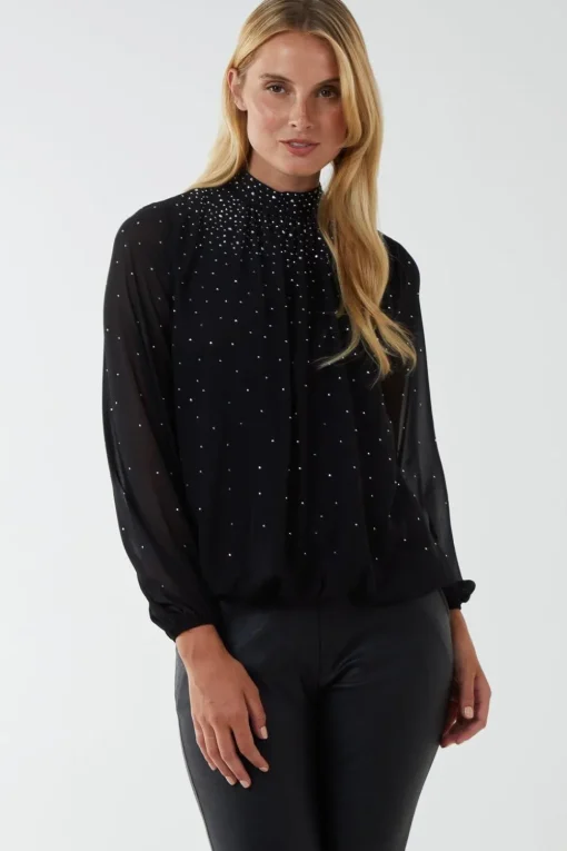 Ombre Diamante Puffball Top