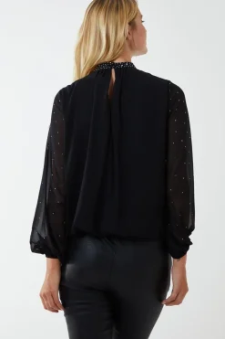 Ombre Diamante Puffball Top