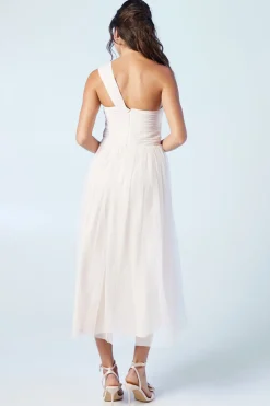 One Shoulder Mesh Bridesmaids Dress