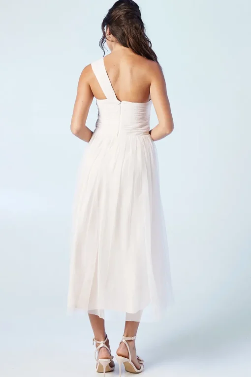 One Shoulder Mesh Bridesmaids Dress