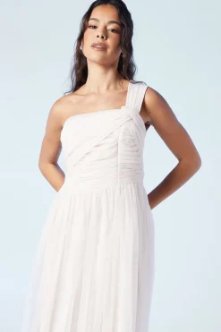 One Shoulder Mesh Bridesmaids Dress