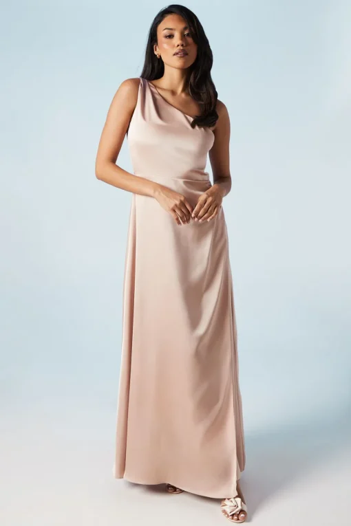 One Shoulder Satin Bridesmaids Dress