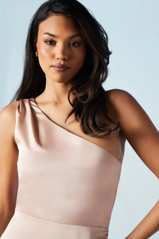One Shoulder Satin Bridesmaids Dress