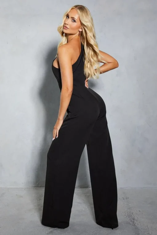 One Shoulder Structured Asymmetric Jumpsuit