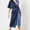 One Sleeve Satin Wrap Dress