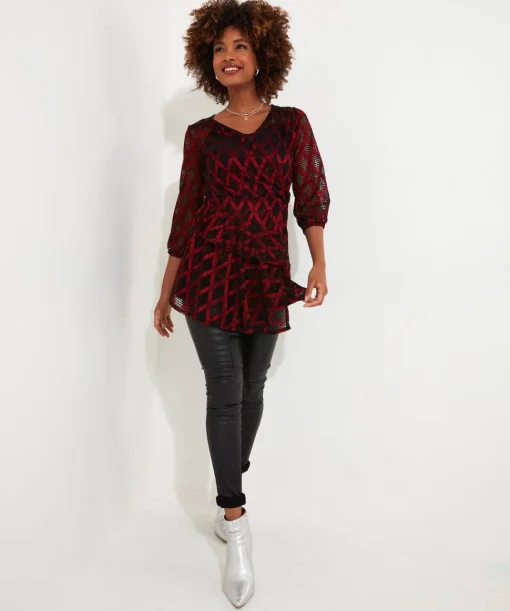 Open Weave Mock Wrap Tunic and Cami