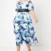 Organza Floral Bardot Midaxi Dress