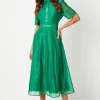 Organza Lace Trim Mix Shirt Dress