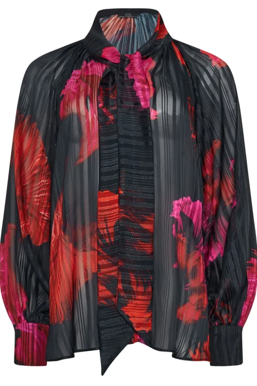 Oriental Floral Print Blouse