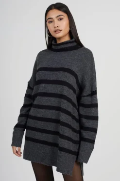 Oversized Striped Roll Neck Jumper